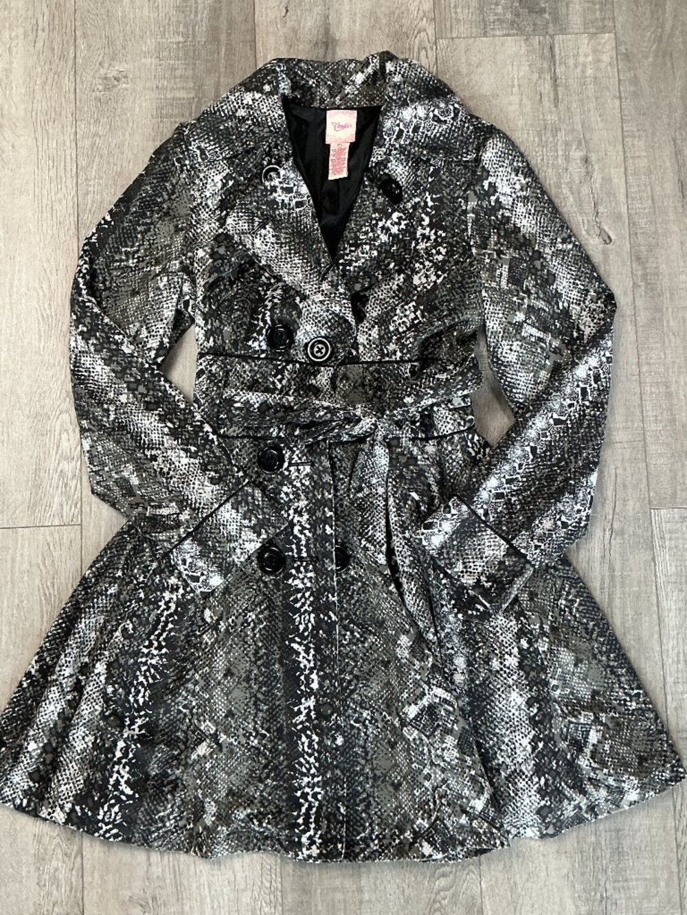 Candie's Women's XL Snakeskin Print Trench Coat Belted Lightweight